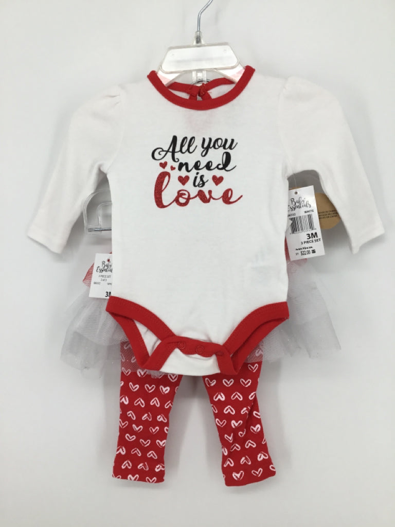 Baby Essentials Child Size 3 Months Red Valentine's Day Outfit